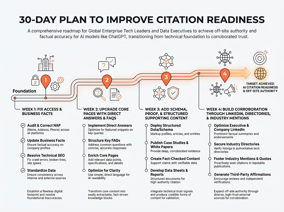 Thirty-day plan for improving ChatGPT citation readiness